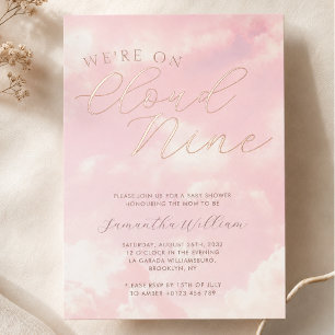 Invitation En Aluminium Nous sommes sur un nuage rose bébé fille Baby Show