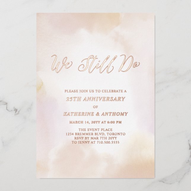 Invitation En Aluminium Nous sommes toujours | Rose Gold Anniversaire, Ren (Recto)