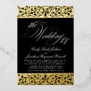 Invitation En Aluminium Nouveau Calligraphie formelle Élégant Noir classiq