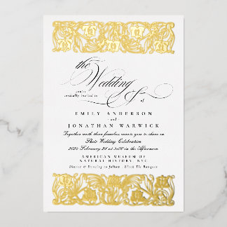 Invitation En Aluminium Nouveau Calligraphie Formelle Élégant Or Classique