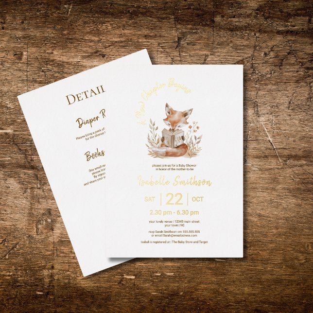 Invitation En Aluminium Nouveau chapitre commence le Baby shower de livre  (Créateur téléchargé)