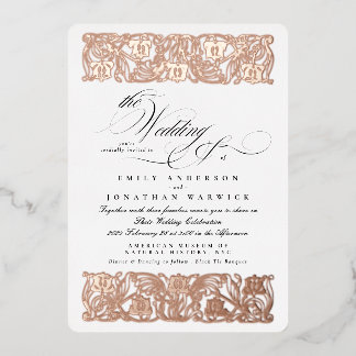 Invitation En Aluminium Nouveau Formal Calligraphie Élégant Classique Or