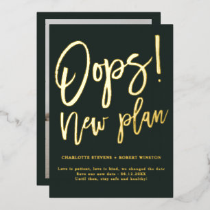 Invitation En Aluminium Nouveau plan vert or mariage changement de date