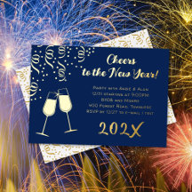 Nouvel An Sove Party Clink Confetti Or