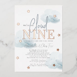 Invitation En Aluminium Nuage 9 Nuages Bleus Garçon Baby Shower par la Pos