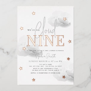 Invitation En Aluminium Nuage 9 nuages gris Baby shower d'aquarelle