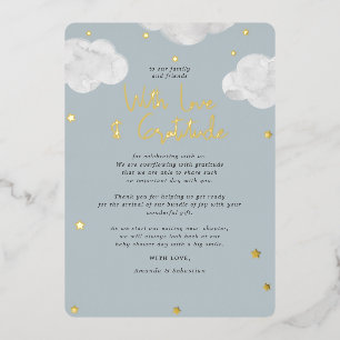 Invitation En Aluminium Nuage Bleu Gris Remerciement Plat pour Baby Shower