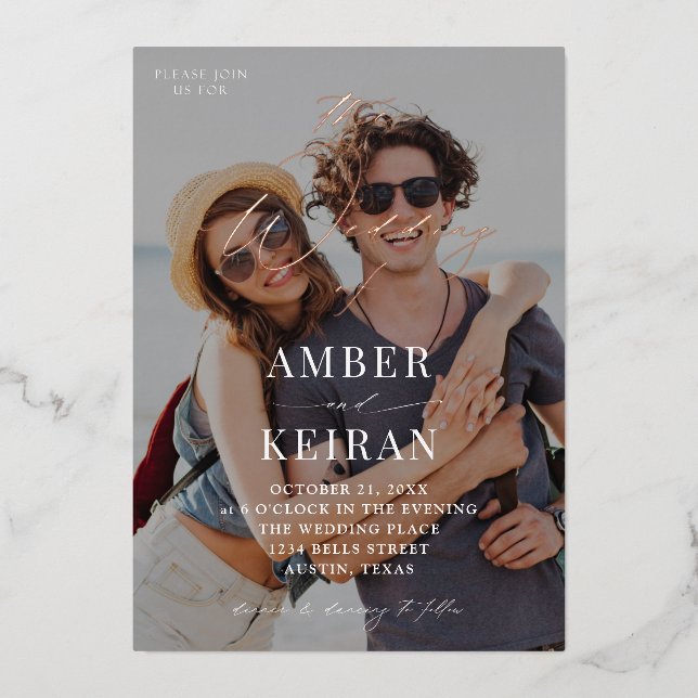 Invitation En Aluminium Nuances légèrement teintées - Mariage photo (Recto)