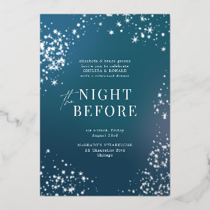 Invitation En Aluminium Nuit Bleue Étoile Avant Le Dîner De Répétition Mar