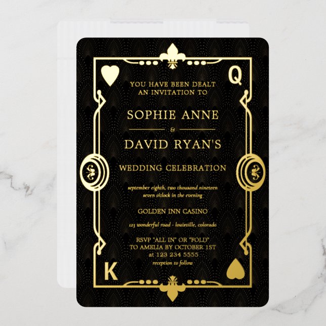 Invitation En Aluminium Nuit de casino en feuille d'or Las Vegas Poker Mar (Enveloppe)