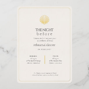 Invitation En Aluminium Nuit de la veille de mariage Coquillage doré