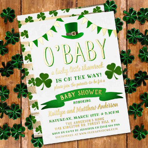 Invitation En Aluminium O'Baby St. Patrick's Day Baby shower Real