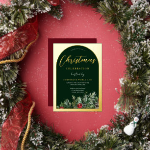 Invitation En Aluminium Office Christmas Party Green Gold