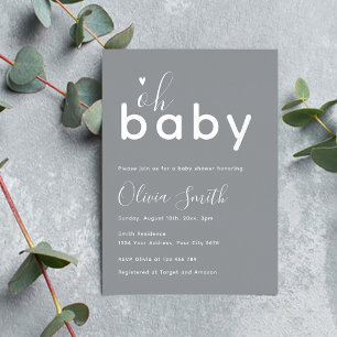 Invitation En Aluminium Oh Baby Fête de Bébé Argentée