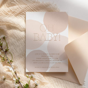 Invitation En Aluminium OH BÉBÉ ! Baby shower moderne Blush Polka Dot
