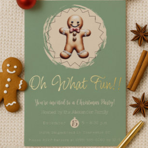 Invitation En Aluminium Oh What Fun Gingbread Homme Fête Green