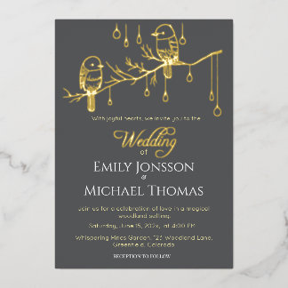 Invitation En Aluminium Oiseaux de l'Amour de la Forêt Rustique Mariage R