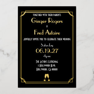 Invitation En Aluminium Old Hollywood Goil Foil Classy Film Strip Invitati