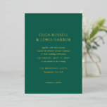 Invitation En Aluminium Olga Green et Gold Modern Mariage<br><div class="desc">Invitations de mariage modernes avec un design propre et simple avec des polices audacieuses.</div>