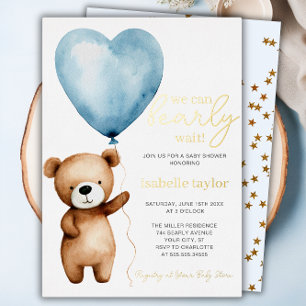 Invitation En Aluminium On peut attendre l'invitation Baby shower garçon