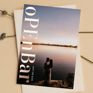 Invitation En Aluminium OPEN BAR ROSE OR PRESSÉ Enregistrer la date