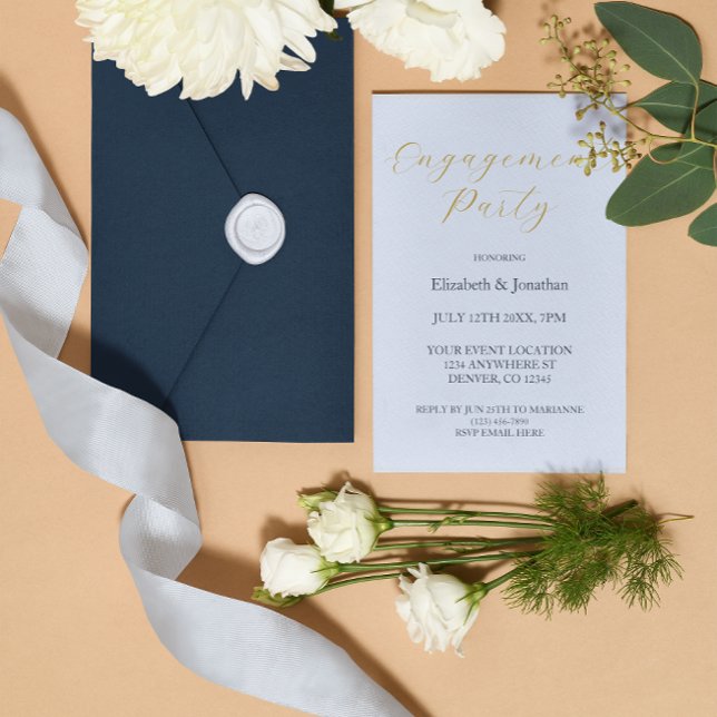 Invitation En Aluminium Opulent Blue Engagement Party (Créateur téléchargé)