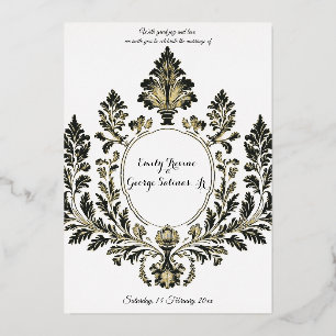 Invitation En Aluminium Opulent Motif Atelier, Noir et Or,