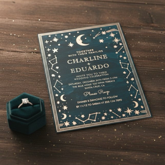Invitation En Aluminium Or Constellation Doré Mariage (Créateur téléchargé)