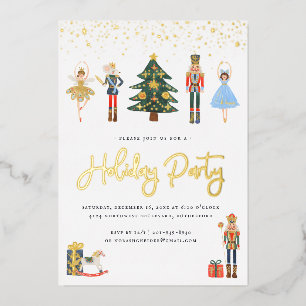Invitation En Aluminium Or élégant   Nutcracker Christmas Holiday Party