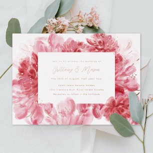 Invitation En Aluminium Or Mariage de fleurs roses