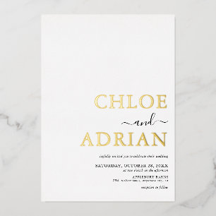 Invitation En Aluminium Or Mariage minimal simple