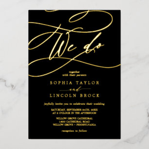 Invitation En Aluminium Or Romantique à Feuille D'Or   Nous Nous Marions à