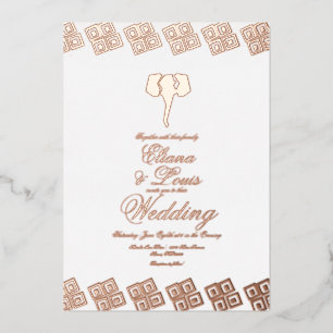 Invitation En Aluminium Or Rose Africain Ankara Mariage Pressé