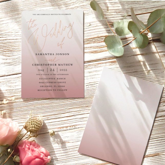 Invitation En Aluminium Or rose dégradé moderne Le Mariage De (Créateur téléchargé)