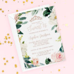 Invitation En Aluminium OR rose FOIL Tiara Rose Floral Sweet 16<br><div class="desc">ROSE GOLD FOIL Sweet sixteen Floral Tiara Blush Pink Invitation Plus jolie Sweet 16 Invitations dans le Little Bayleigh Store!</div>