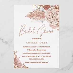 Invitation En Aluminium OR ROSE GOLD FOIL Rose Fleur Bohème Enterrement de