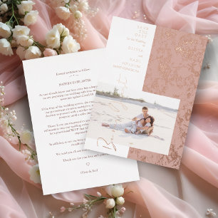 Invitation En Aluminium Or Rose Gold Moderne Photo Couple