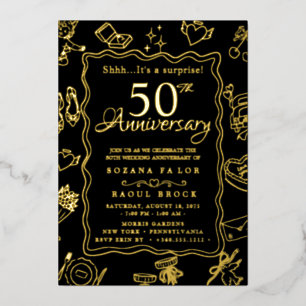 Invitation En Aluminium or Surprise 50e anniversaire de Mariage