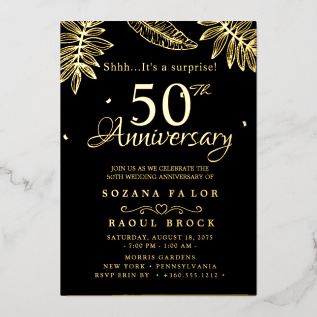 Invitation En Aluminium or Surprise 50e anniversaire de Mariage (Recto)