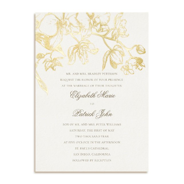 Invitation En Aluminium Orchid Dance Formal Classic Mariage de crème (orchid wedding invitation formal modern classic traditional black tie parents host gold foil cream)
