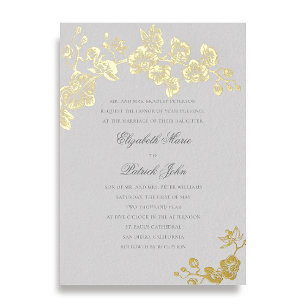 Invitation En Aluminium Orchidée Ivoire Moyen Formel Classique Héritage Ma