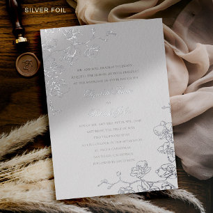 Invitation En Aluminium Orchidées Bliss Ivory Formel Mariage traditionnel