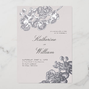 Invitation En Aluminium Orchidées classiques modernes formelles Tux Mariag