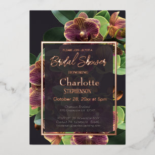 Invitation En Aluminium Orchidées exotiques Fête des mariées Rose or