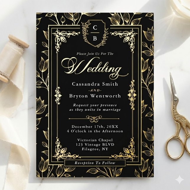 Invitation En Aluminium Ornate Crest Luxury Formal Wedding (Créateur téléchargé)