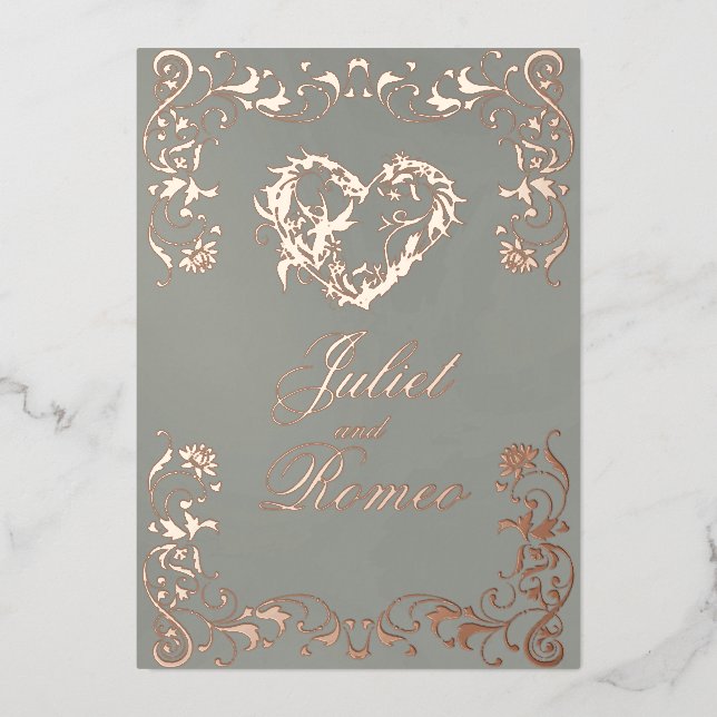 Invitation En Aluminium Ornate Frame & Heart - Sage (Recto)