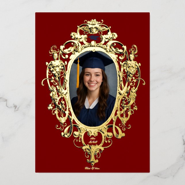 Invitation En Aluminium Ornate Rococo Cartouche Photo Template Foil (Recto)