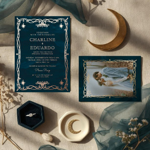 Invitation En Aluminium Ornement d'or Imaginaire céleste Mariage Ivy