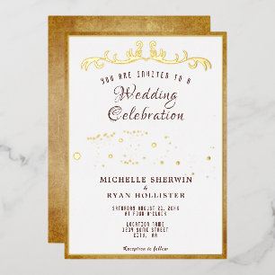 Invitation En Aluminium Ornement en vieux papier Mariage romantique à l'an