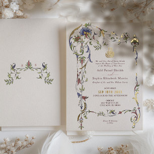 Invitation En Aluminium Ornement Victorien Vintage Mariage Islamique